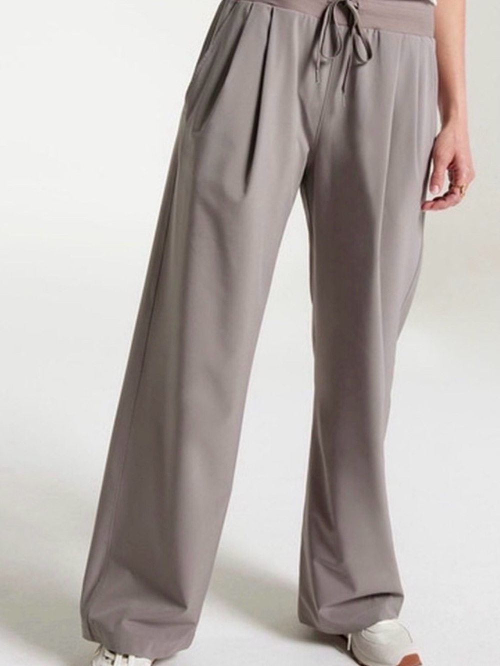 Calia Truelight Wide Leg Pleated Drawstring Pants in Taupe XL